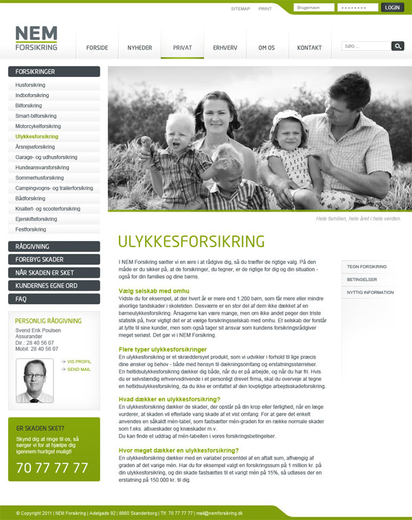 Nem Forsikring website